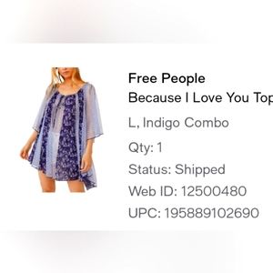 Free People NWT Because I Love You top